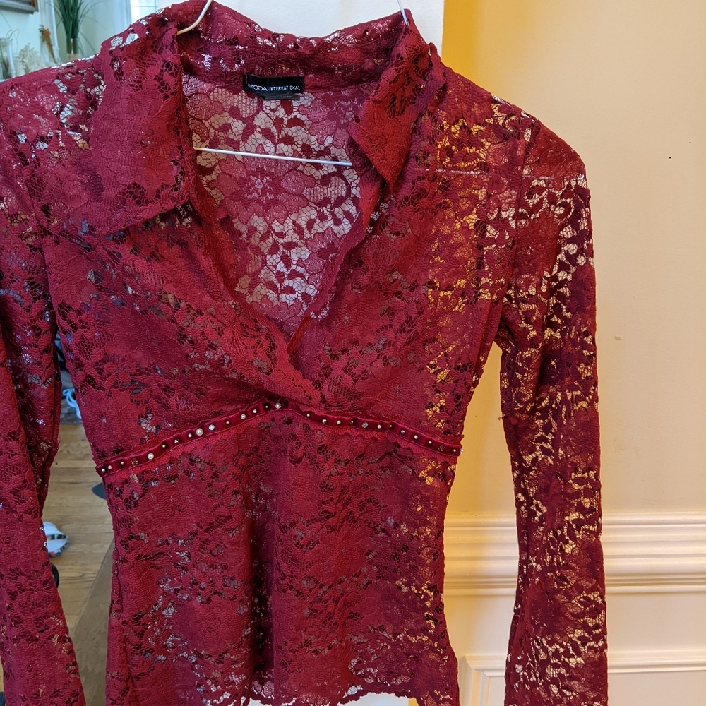 Victoria secret ( moda international) sheer lace blouse